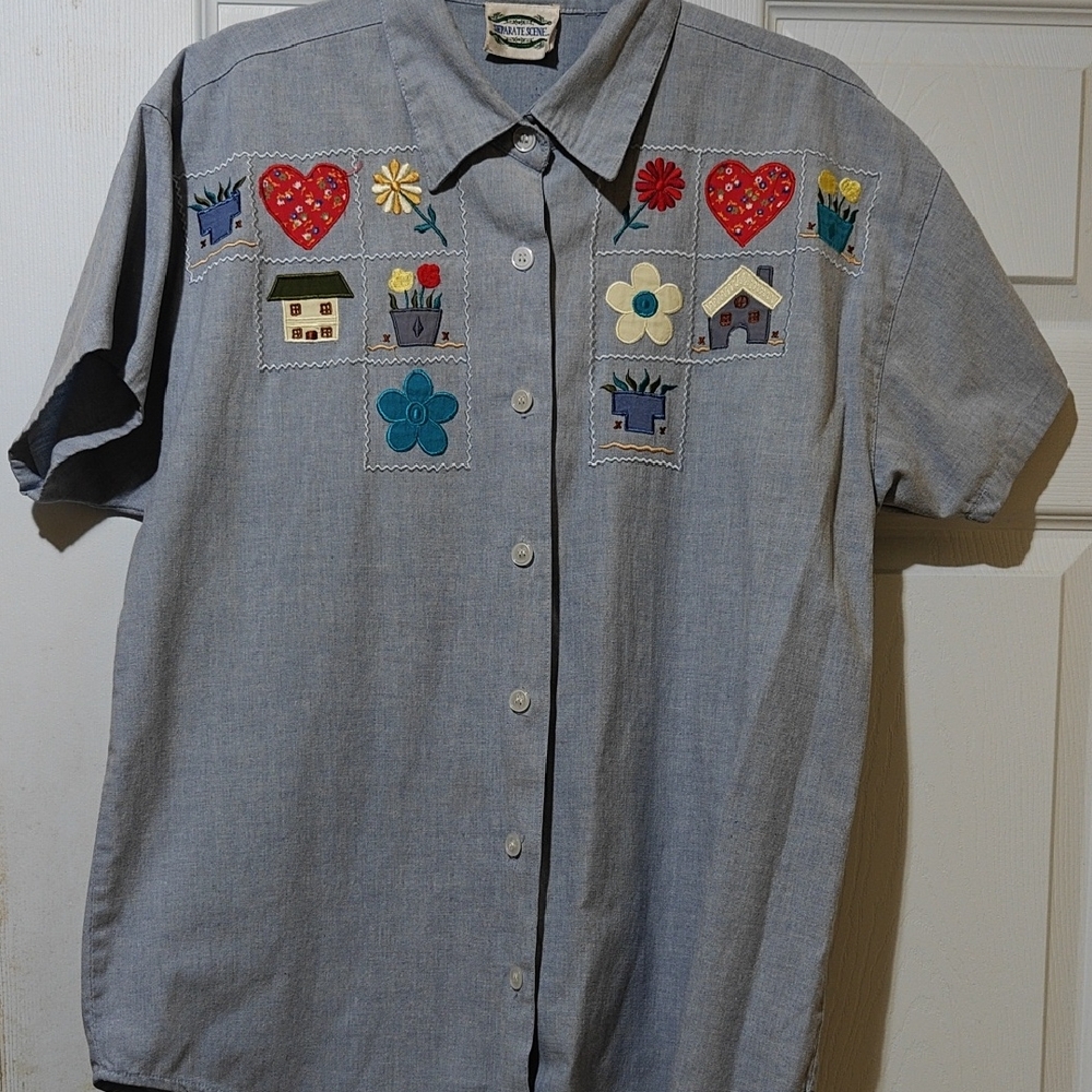 Separate Scene Short Sleeve Button-Up Shirt